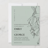 MODERN GRAY LINE DRAWING FLORAL WEDDING INVITE BEDANKKAART (Voorkant)