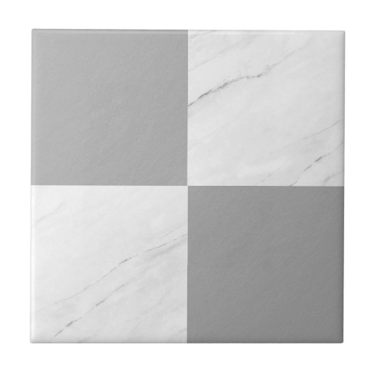Modern Gray Marble Geometric Checker Tegeltje (Voorkant)