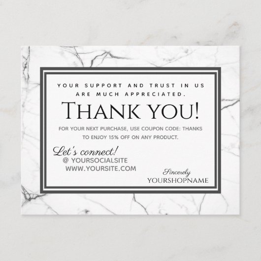 Modern Gray Marble Hartelijk dank voor uw bestelli Informatiekaartje (Voorkant)