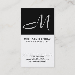 Modern Gray Monogram Black White Visitekaartje
