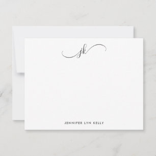 Modern Gray Monogram script kalligrafie Notitiekaartje