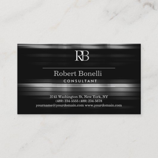 Modern Gray Monogram Visitekaartje (Voorkant)