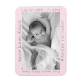 Modern Gray on Pastel Pink Birth Announance Magneet (Verticaal)