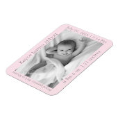 Modern Gray on Pastel Pink Birth Announance Magneet (Linkerzijde)