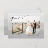 Modern Gray Photo Wedding Bedankkaart (Voorkant / Achterkant)