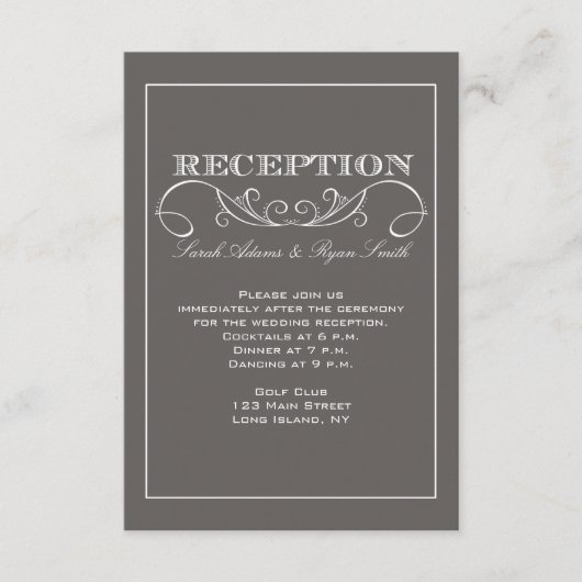 Modern Gray Reception Invitation Informatiekaartje (Voorkant)