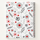 Modern Gray Red Floral Monogram Recipe Notitieboek (Achterkant)