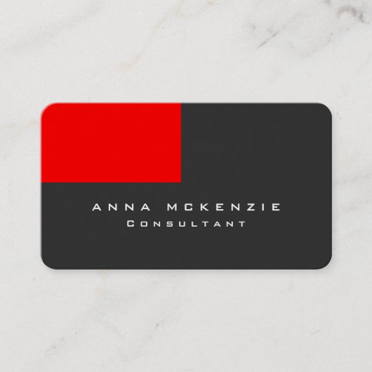 Modern Gray Red Minimalist Plain Trendy Creative Visitekaartje (Voorkant)