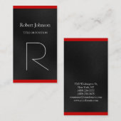 Modern Gray Red Monogram Visitekaartje (Voorkant / Achterkant)