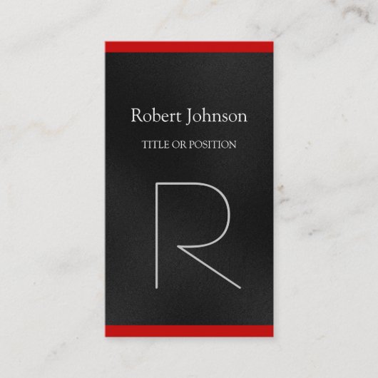 Modern Gray Red Monogram Visitekaartje (Voorkant)