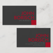 Modern Gray Red Square Visitekaartje (Voorkant / Achterkant)