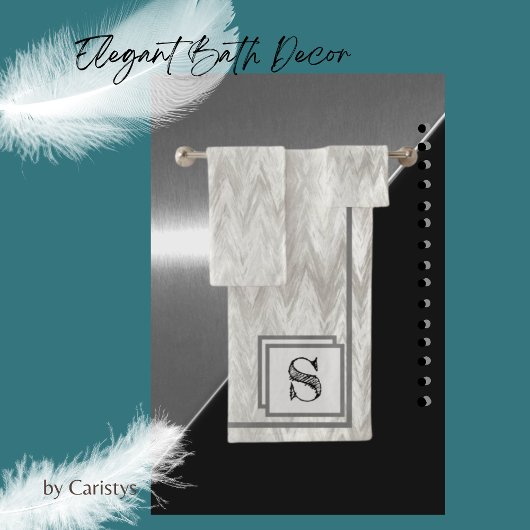 Modern Gray Shades Monogramed Bad Handdoek