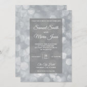 Modern Gray Silver Bokeh Wedding Kaart (Voorkant / Achterkant)