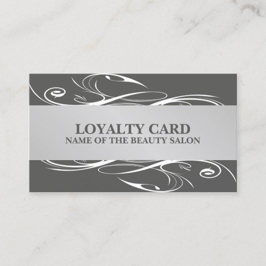 Modern Gray Silver White Pattern Loyalty Kaart (Voorkant)