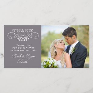Modern Gray Weddenschap Foto bedankt kaarten