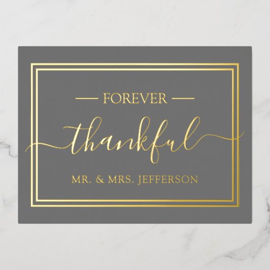 Modern Gray Wedding Mr. & mevrouw Hartelijk dank Folie Uitnodiging Briefkaart (Voorkant)