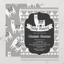 Modern Gray & White Aztec Llamas Baby shower