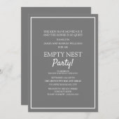 Modern Gray White Empty Nest Party Kaart (Voorkant / Achterkant)