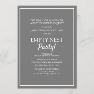 Modern Gray White Empty Nest Party Kaart