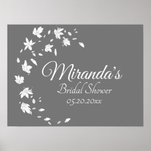 Modern Gray & White Floral Vrijgezellenfeest Poster