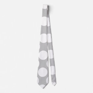 Modern Gray White Polka Dots Pattern Stropdas