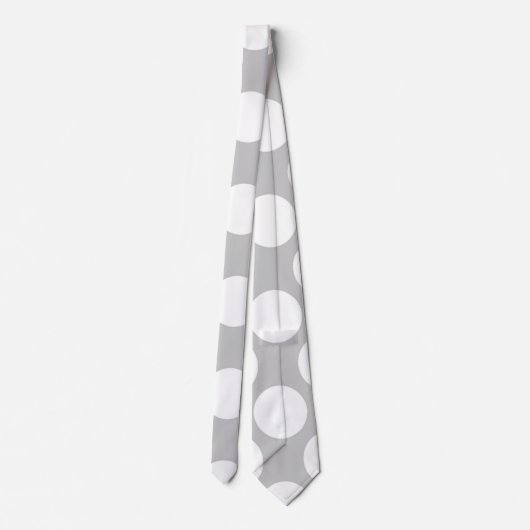 Modern Gray White Polka Dots Pattern Stropdas (Achterkant)