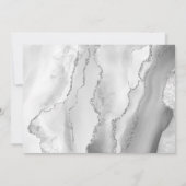 Modern Gray White Silver Agate Wedding Invitation Kaart (Achterkant)