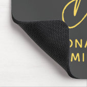 Modern Gray Yellow Monogram Muismat (Hoek)