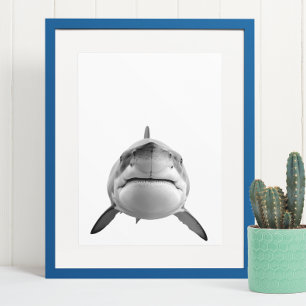 Modern Great White Shark Portret Poster
