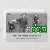 Modern Green 2 Photo Block Simple Graduparty Kaart (Voorkant)
