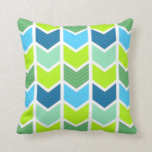 Modern Green and Blue Geometric Chevron Pattern Kussen