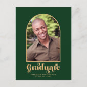 Modern Green and Gold Arch Photo Afstuderen Aankondigingskaart (Voorkant)