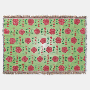 Modern Green and Red Love, Peace, Joy quote Deken