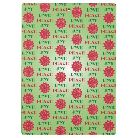 Modern Green and Red Love, Peace, Joy quote Klembord (Achterkant)