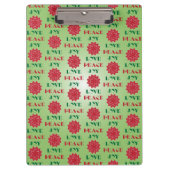 Modern Green and Red Love, Peace, Joy quote Klembord (Voorkant)