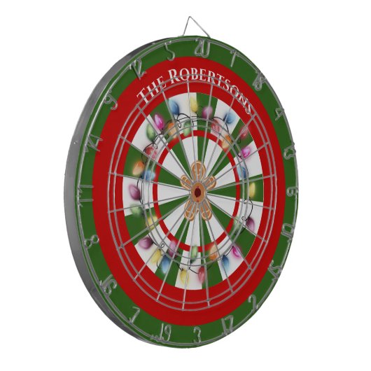 Modern Green And White Christmas lights Themed Dartbord (Voorkant Links)