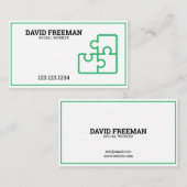 Modern Green and White Puzzle Social Work Visitekaartje (Voorkant / Achterkant)