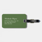 Modern Green and White Scallops Monogram en Naam Bagagelabel (Achterkant horizontaal)