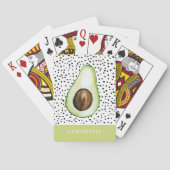 Modern Green Avocado Persoonlijke naam Pokerkaarten (Achterkant)