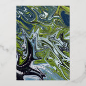Modern Green Blue Earth Tone Abstract Weddenschap  Folie Uitnodiging (Achterkant)