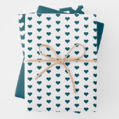Modern Green Blue Heart Pattern kerstavond Inpakpapier Vel (In situ)