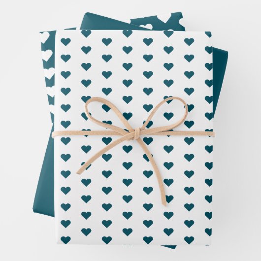 Modern Green Blue Heart Pattern kerstavond Inpakpapier Vel (In situ)