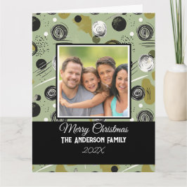 Modern Green Boho Abstracte kerstfoto Kaart