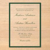 Modern Green Border Wedding Acryl Uitnodigingen (Voorkant)