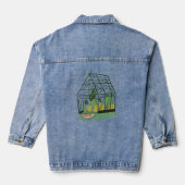 Modern Green Botanical Green House Pink Denim Jacket (Achterkant)