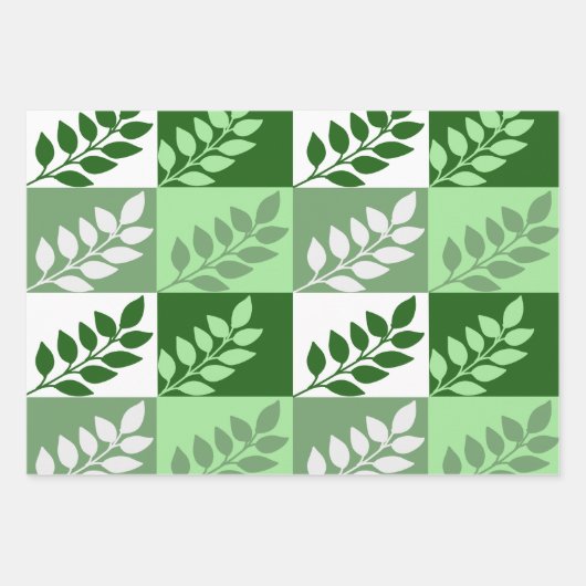Modern Green Botanical Leaf Pattern Wrapping Paper (Voorkant)