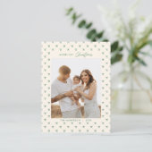 Modern Green Bow Pattern Familie Foto Kerstmis Briefkaart (Staand voorkant)