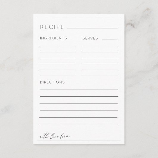 Modern Green Bridal Shower Recipe Informatiekaartje (Achterkant)