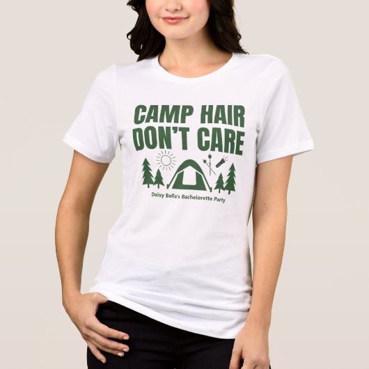 Modern Green Camp Bachelorette Weekend Tri-Blend Shirt (Voorkant)