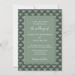 Modern Green Celtic Knot Irish Wedding Invitation Kaart